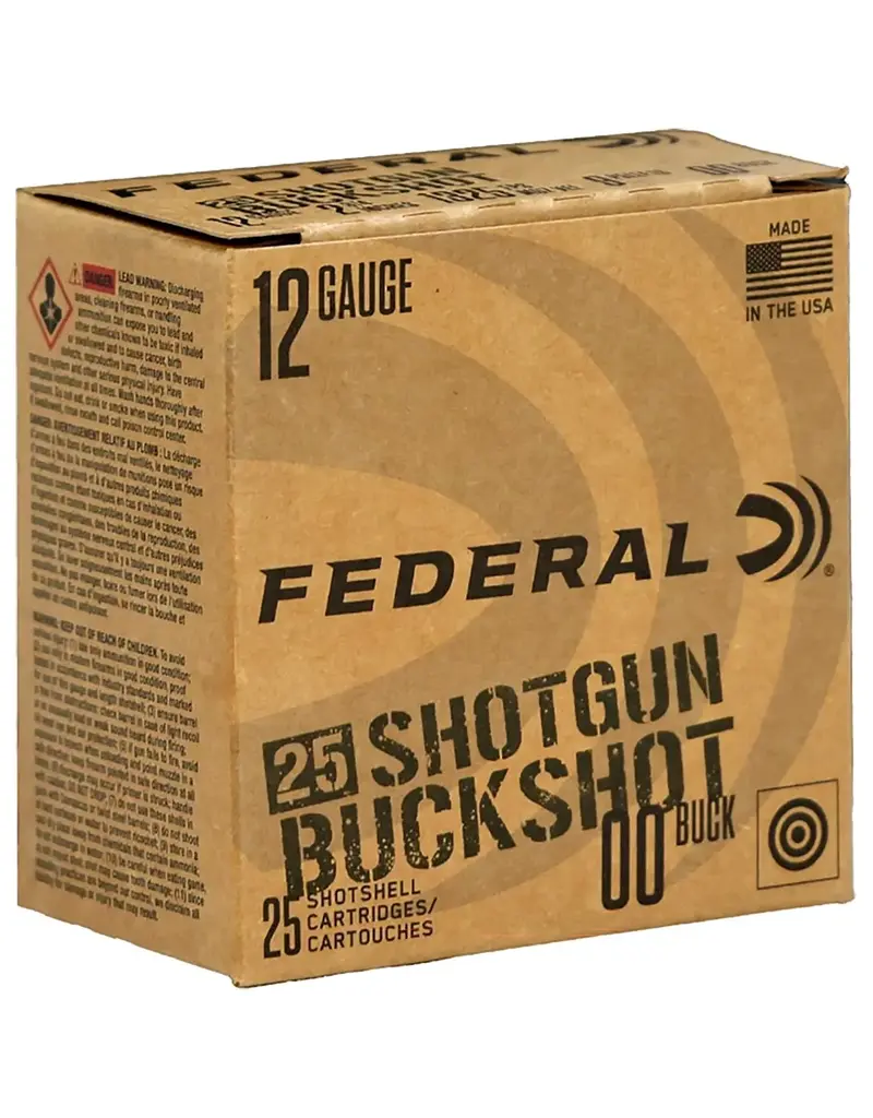 FEDERAL FEDERAL 12 GA 3/4" MAX 9 PELLET 00 BUCKSHOT 1325 FPS 25 RDS