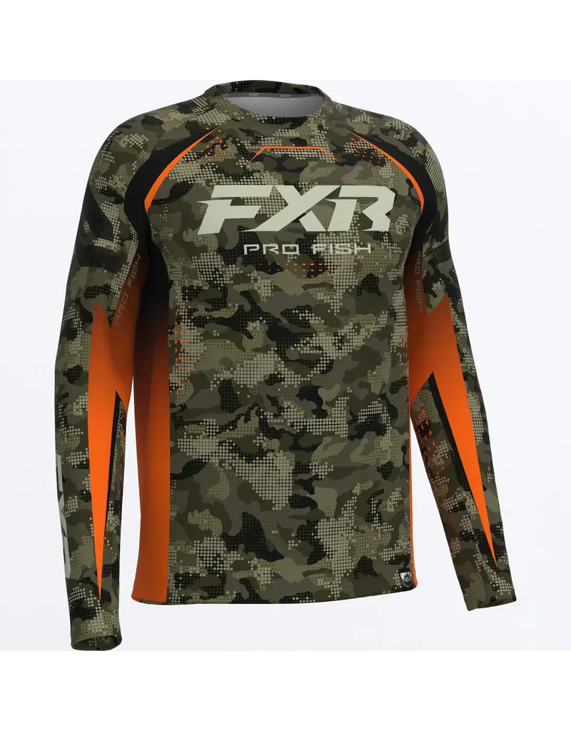 FXR FXR TOURNAMENT AIR UPF LONGSLEEVE MOSS DRIFT CAMO/ ORANGE
