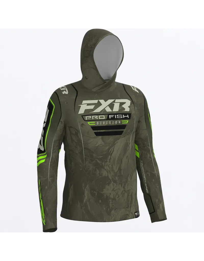 FXR FXR TOURNAMENT AIR UPF PO HOODIE MOSS UNDERTOW/ LIME