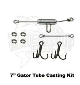 WATERWOLF WATERWOLF 7" GATOR TUBE HOOK 1/2OZ TUBE CASTING RIG 2X3/0 VMC TREBLES
