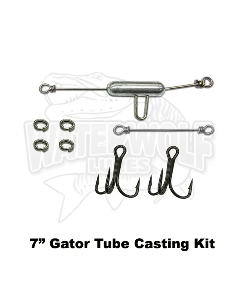 WATERWOLF WATERWOLF 7" GATOR TUBE HOOK 1/2OZ TUBE CASTING RIG 2X3/0 VMC TREBLES