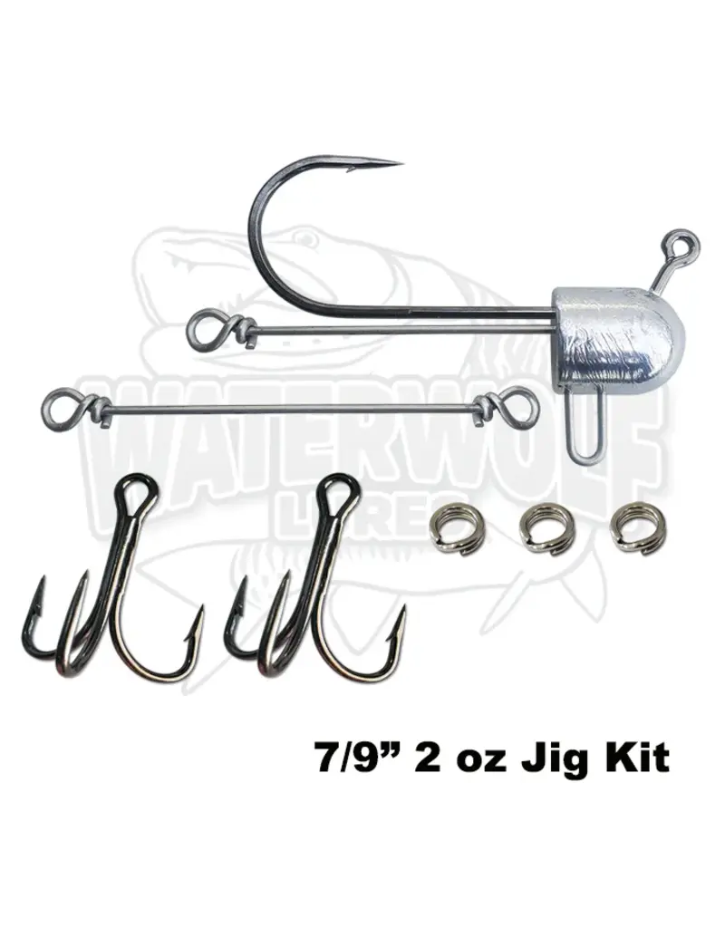 WATERWOLF WATERWOLF 7" GATOR TUBE HOOK 2OZ TUBE CASTING RIG 2X4/0 VMC TREBLES