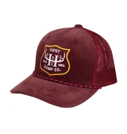 HUNT CAMP CO HUNT CAMP WALLMOUNTER BURGUNDY CORD MESHBACK HAT