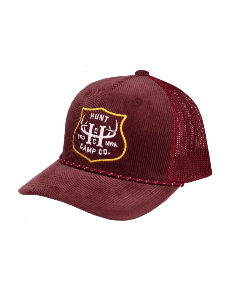 HUNT CAMP CO HUNT CAMP WALLMOUNTER BURGUNDY CORD MESHBACK HAT