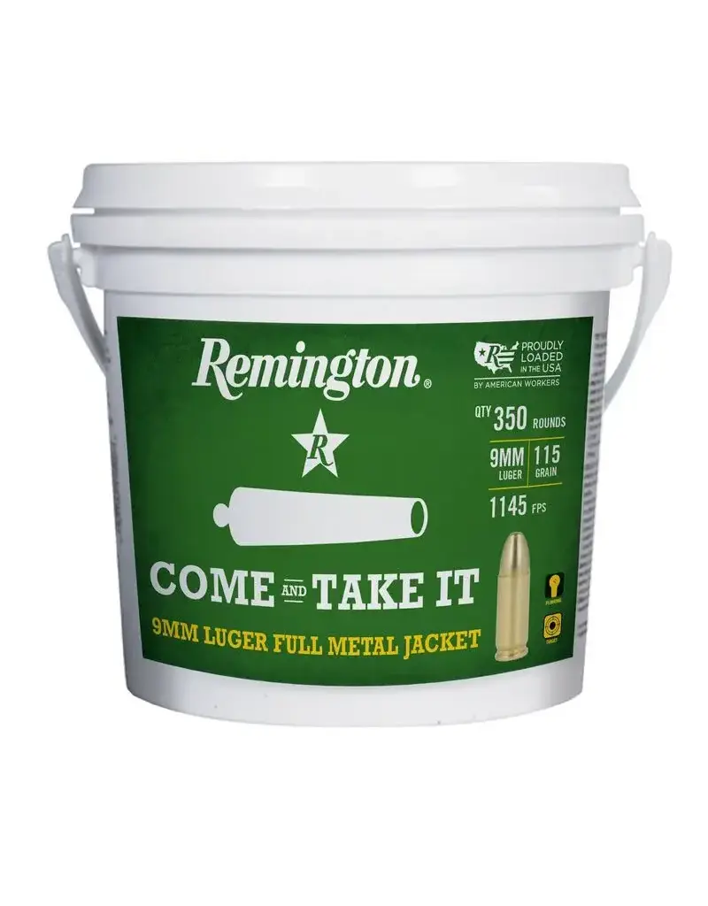 REMINGTON REMINGTON COME AND TAKE IT 9MM LUGER 115GR FMJ 350 RD BUCKET