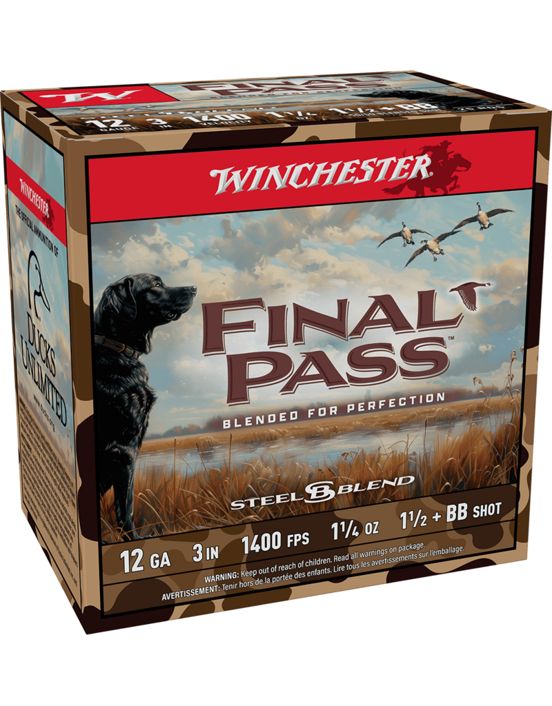 WINCHESTER WINCHESTER FINAL PASS 12 GA 3" 1 1/2 + BB 50/50 BLENDED SHOT 25 RDS