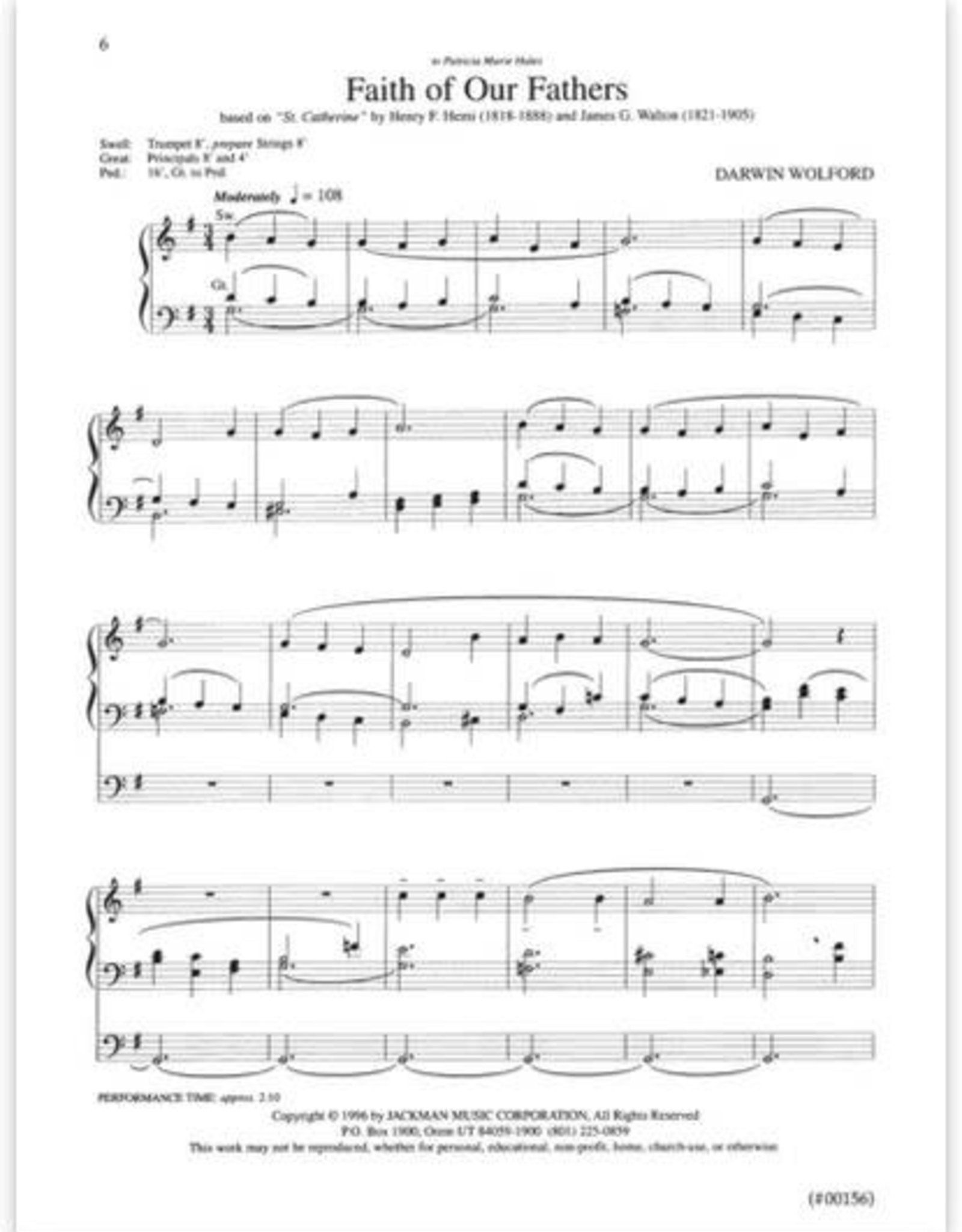 Jackman Music Ward Organist Music Library Volume 1