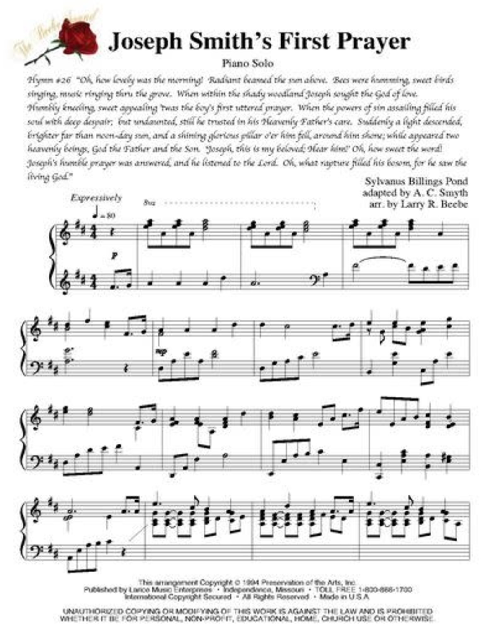 Larice Music Testimony of Faith Volume 1 for Piano arr. Larry Beebe