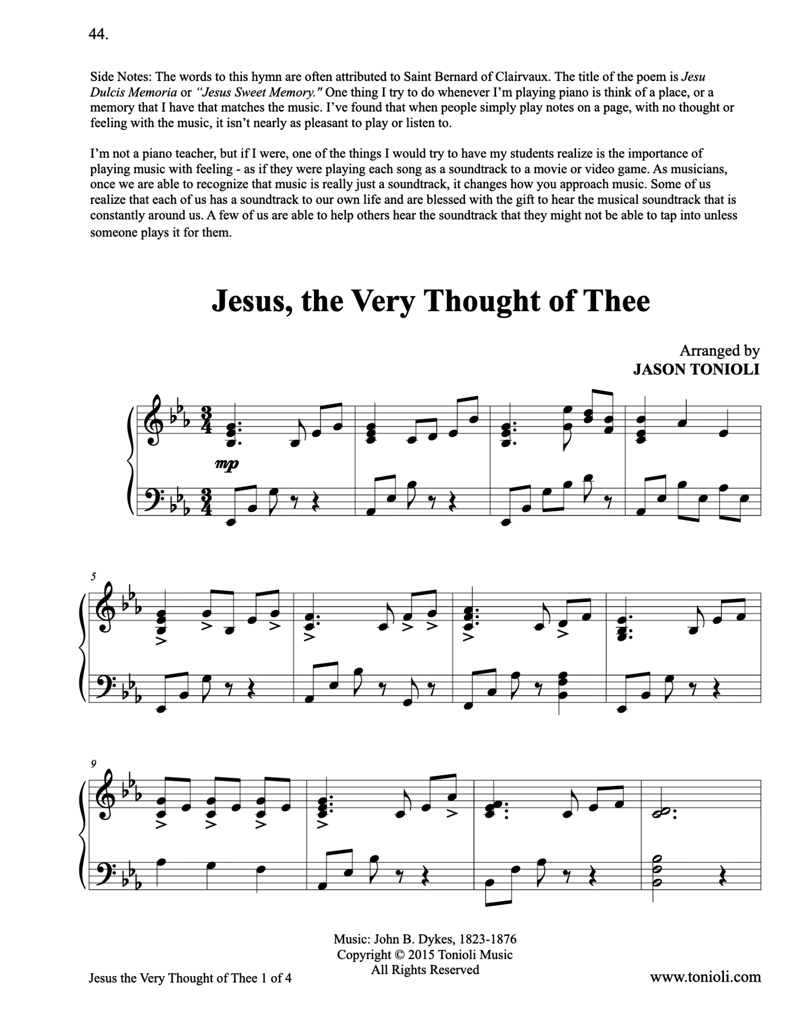 Jason Tonioli Sacred Piano Hymns 4 arr. Jason Tonioli