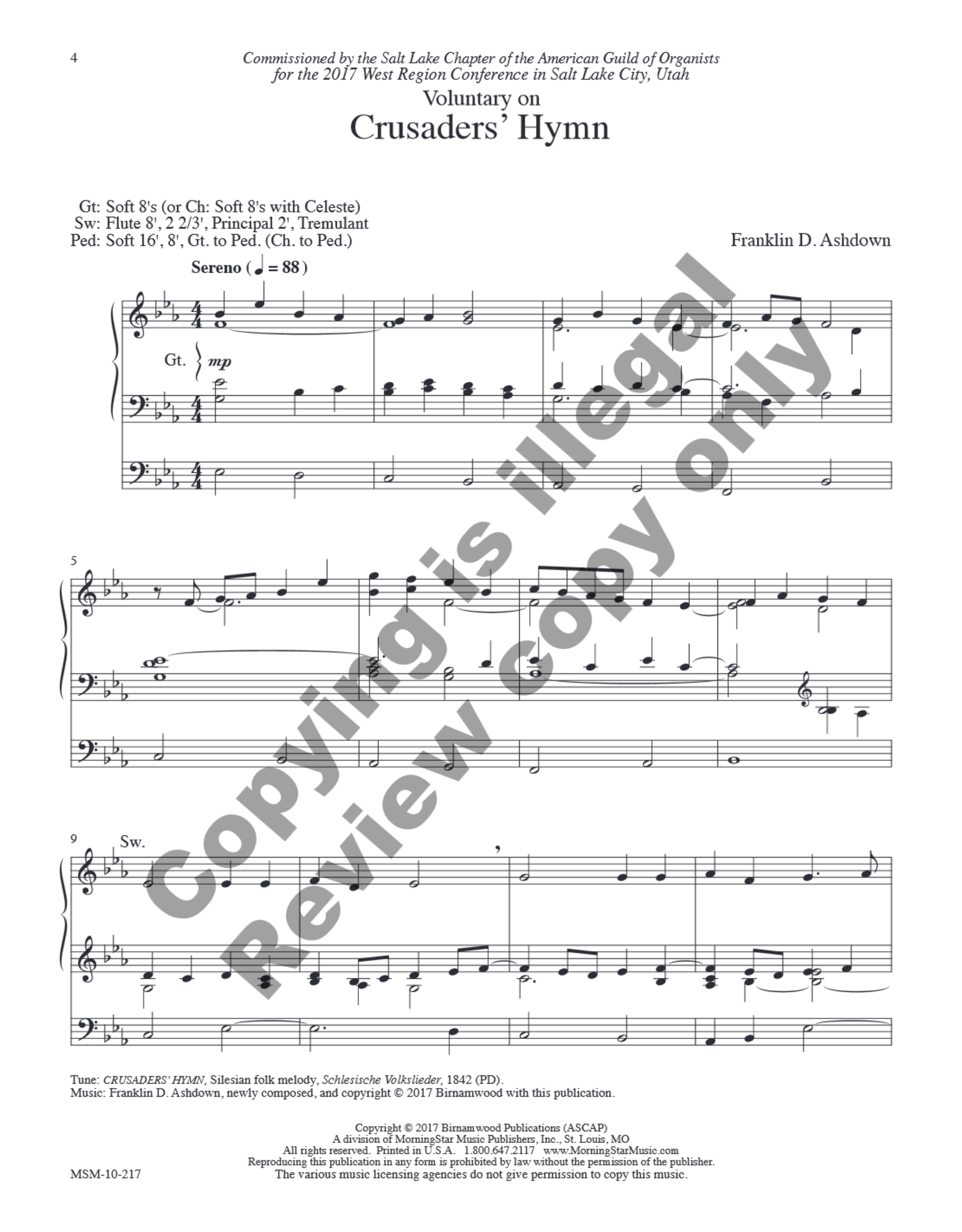 MorningStar Reflections: Nine Hymn Arrangements Celebrating 150 Years of Organ Music in Salt Lake City