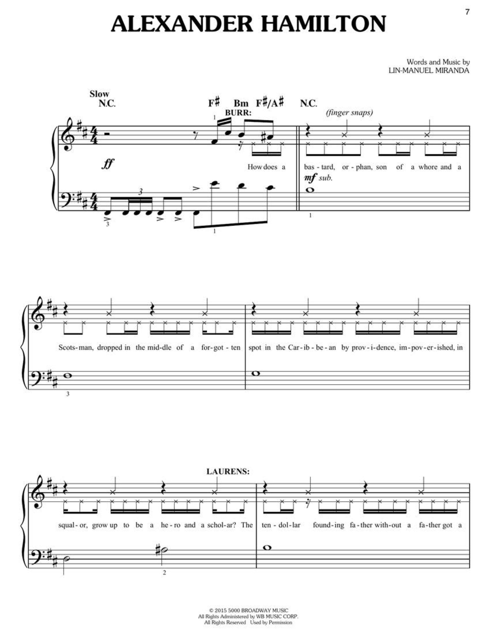 Hal Leonard Hamilton Vocal Selections - Easy Piano
