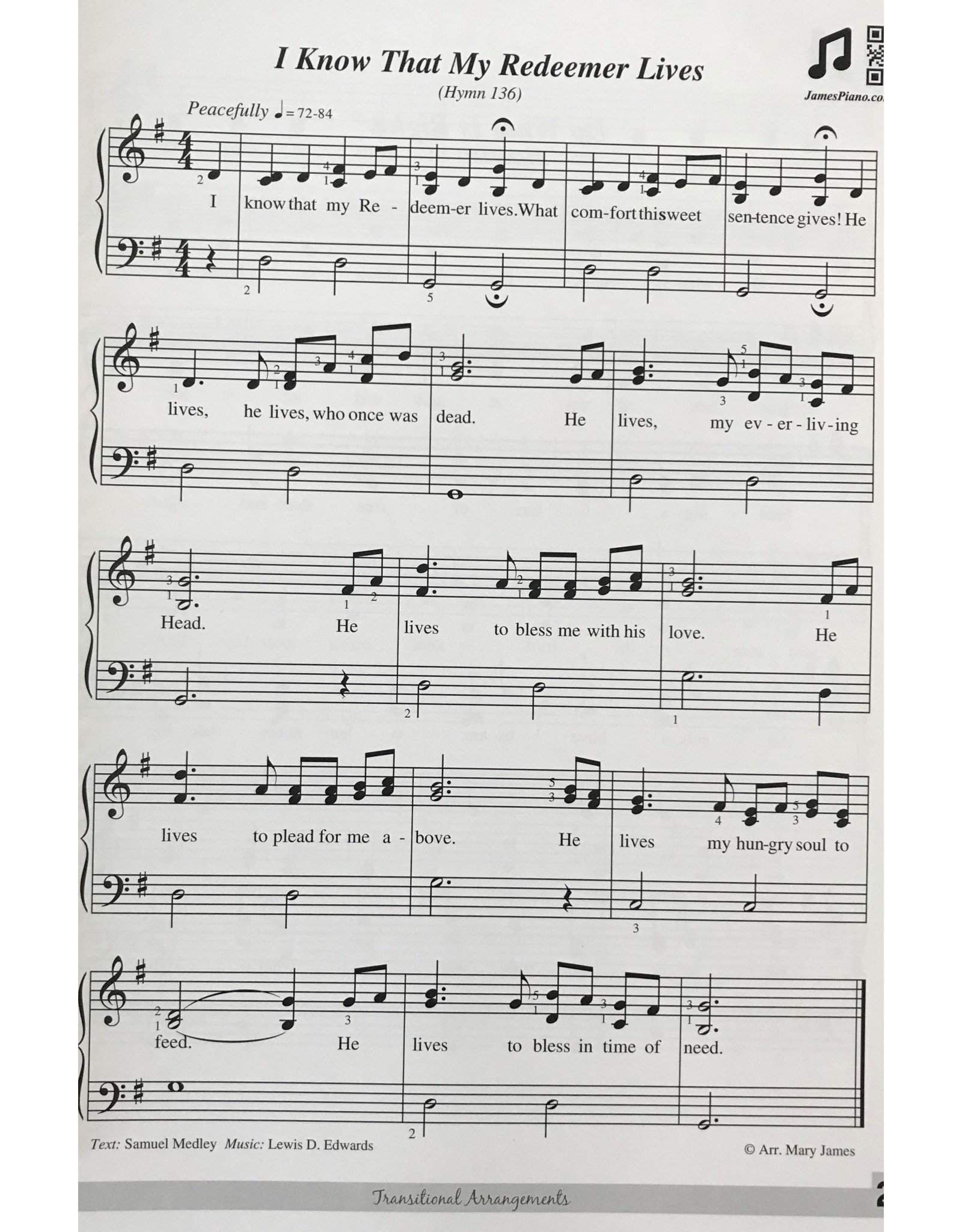Misc. Supplier Hymns: Transitional Arrangements by Mary James