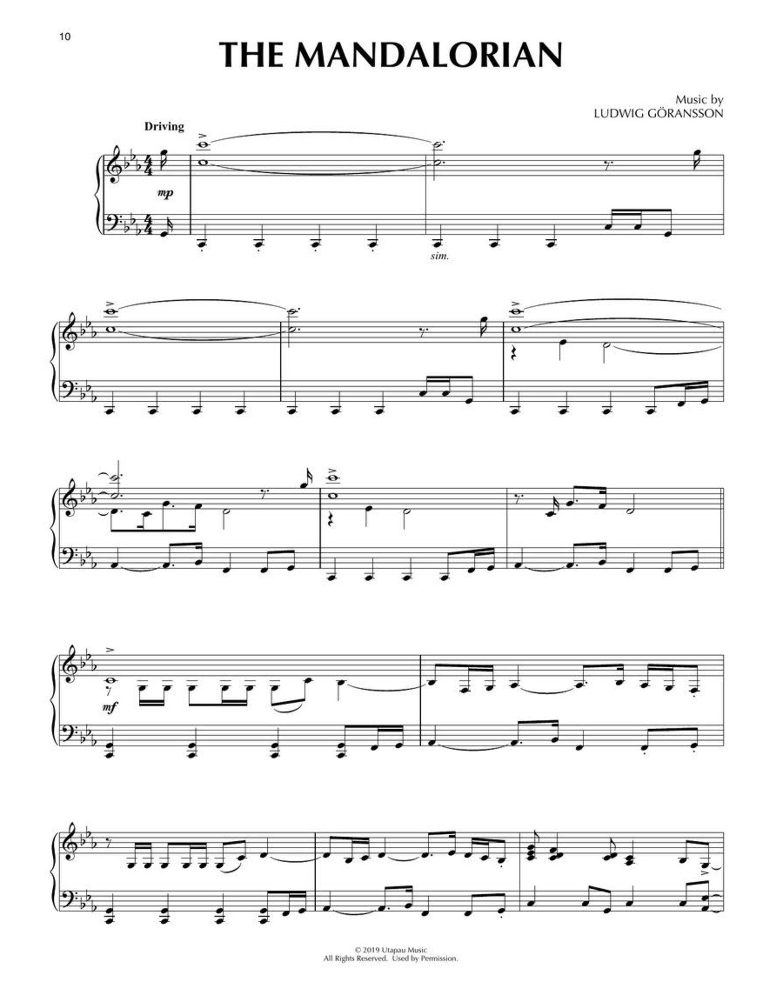 Hal Leonard Mandalorian - Piano Solos by Ludwig Goransson