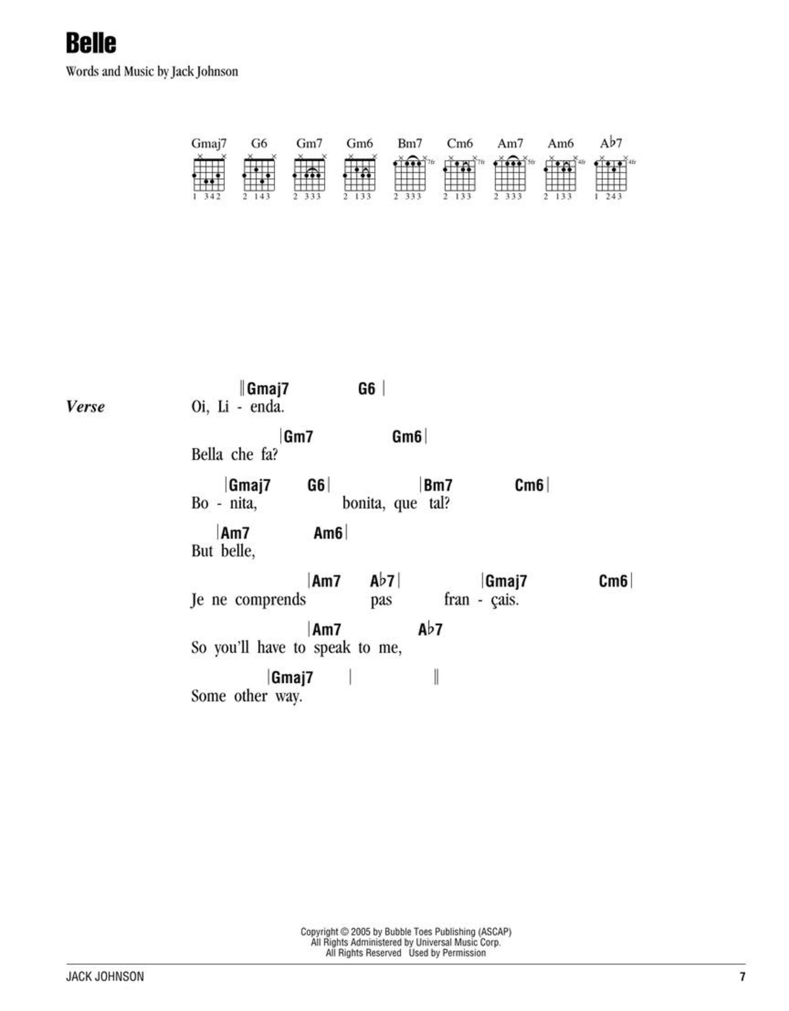 Jack Johnson Flake Guitar Chords