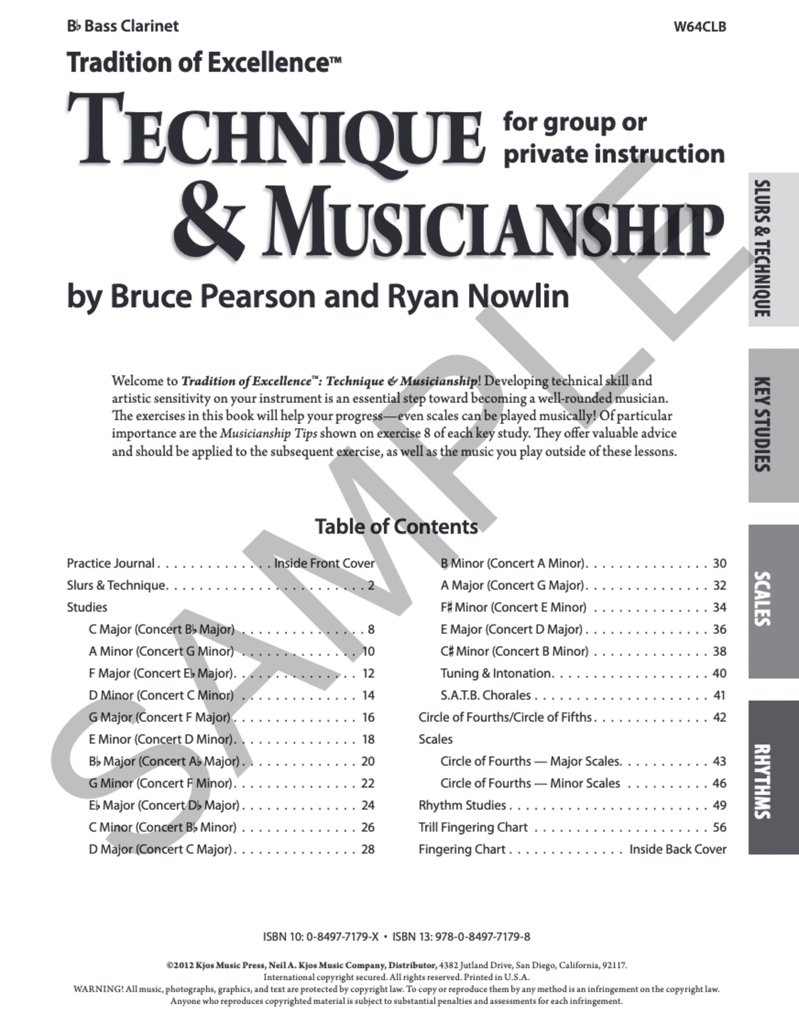 Kjos Tradition of Excellence: Technique and Musicianship - Bass Clarinet