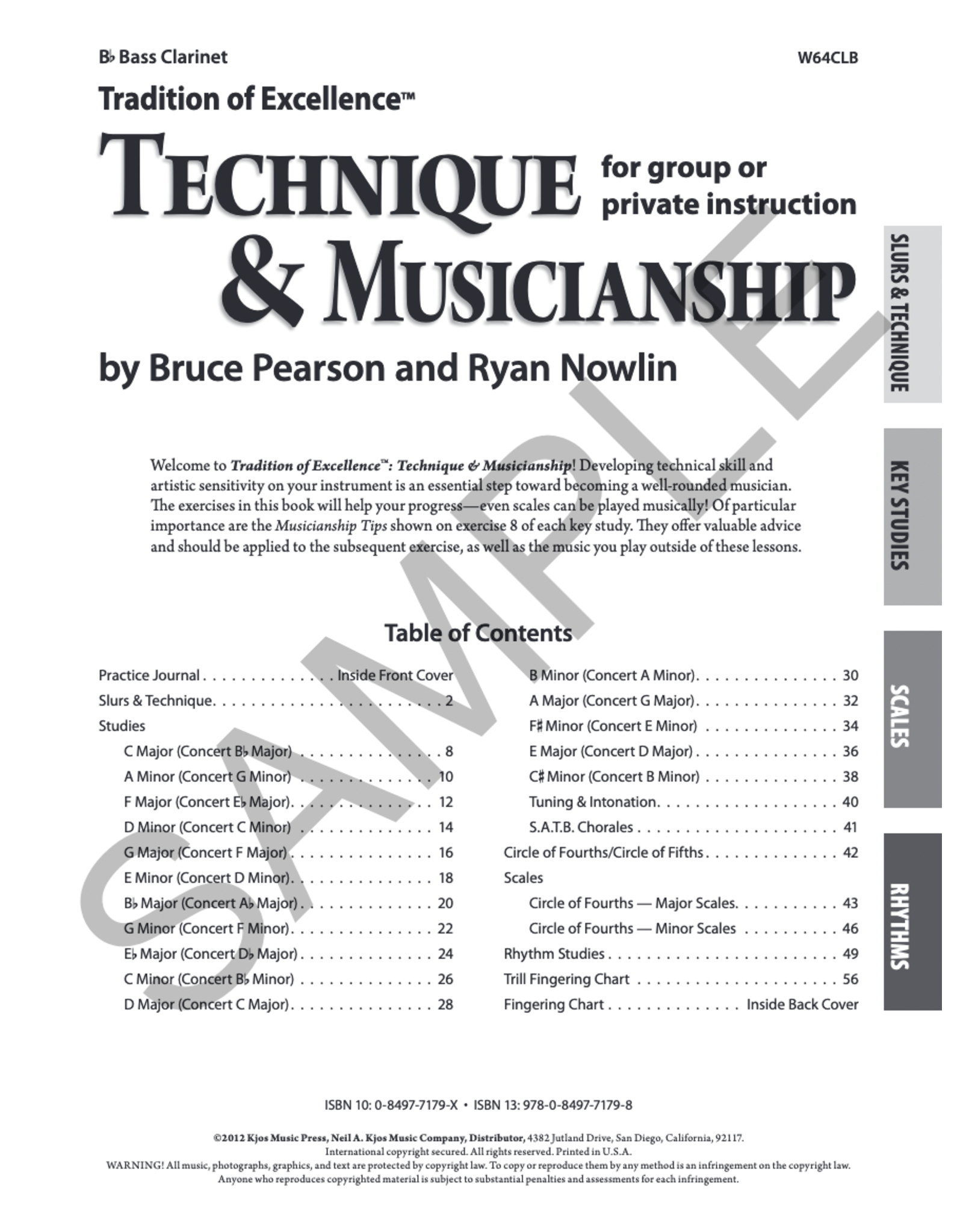 Kjos Tradition of Excellence: Technique and Musicianship - Bass Clarinet