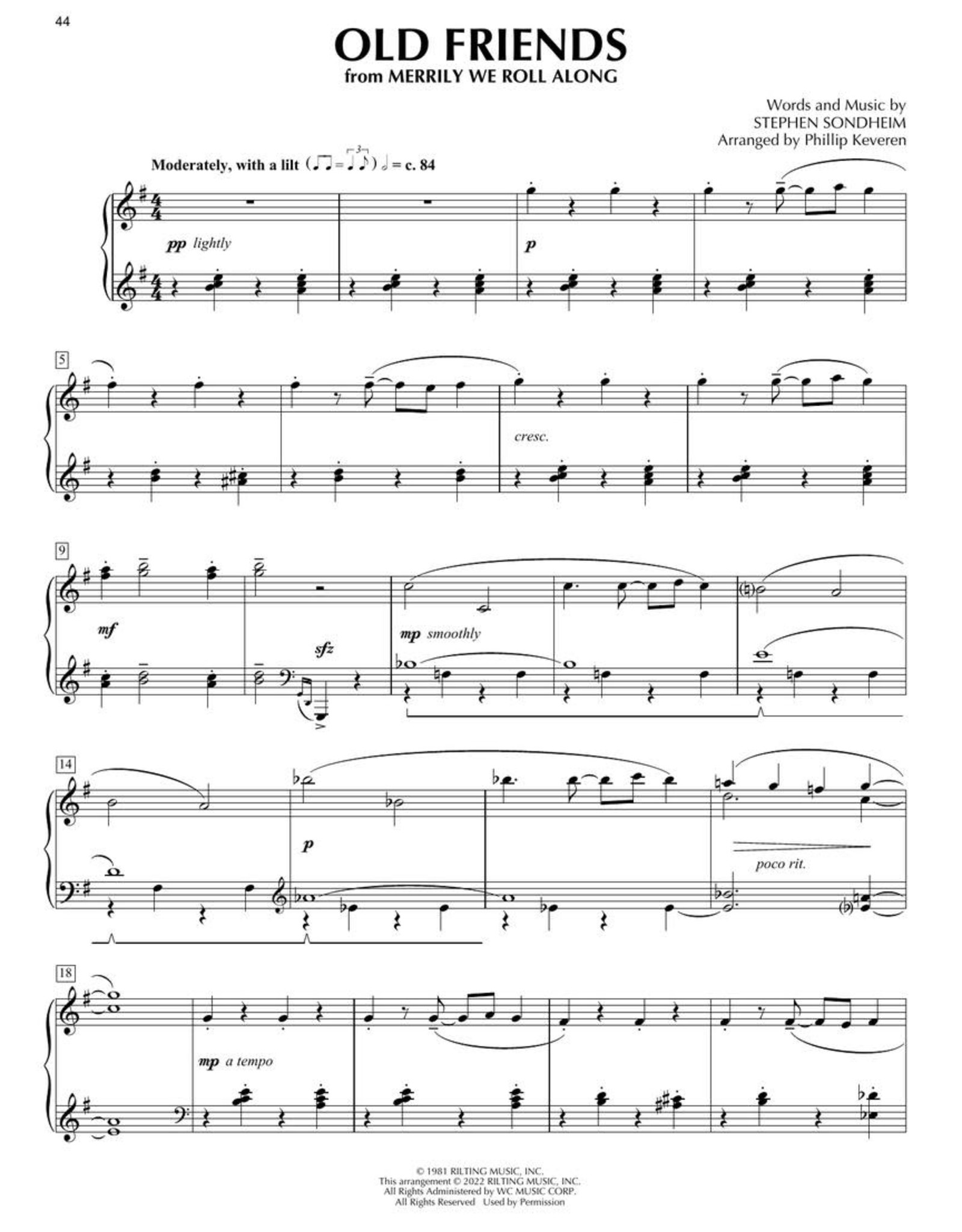 Hal Leonard Sondheim for Piano Solo arr. Phillip Keveren