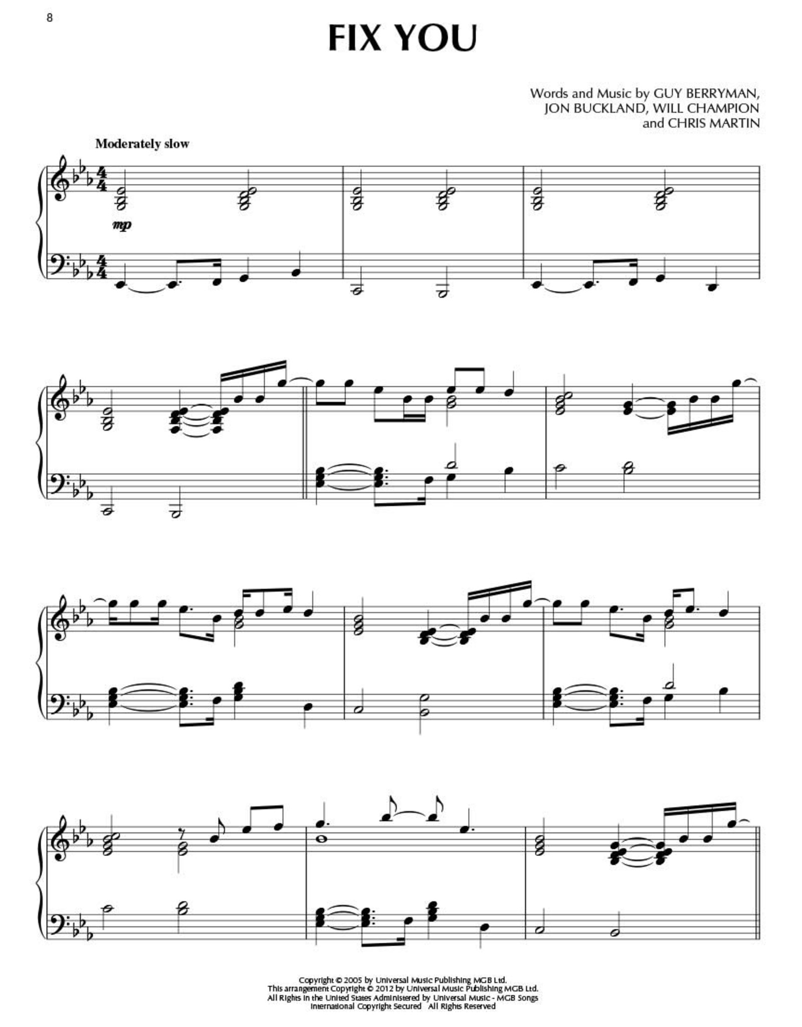 Hal Leonard Coldplay for Piano Solo