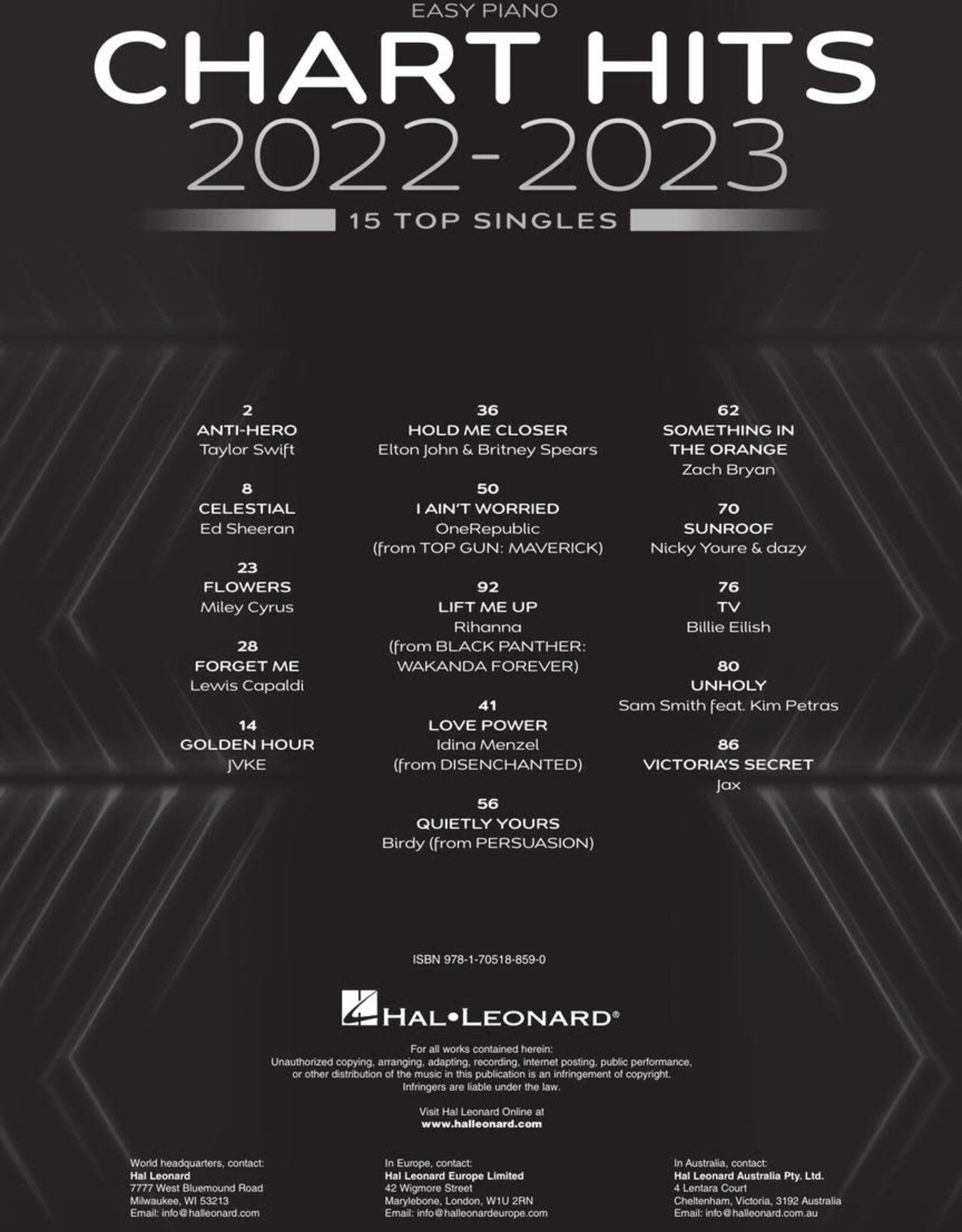 Hal Leonard Chart Hits of 2022-2023 - Easy Piano