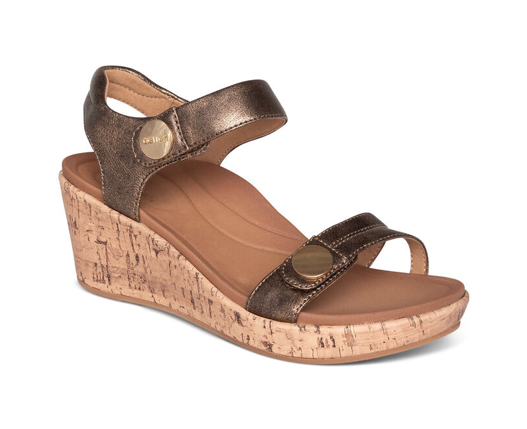 Aetrex Livia Adjustable Quarter Strap Wedge