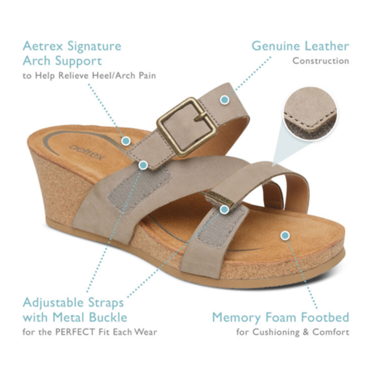 Aetrex Kimmy Cork Wedge Qtr Strap