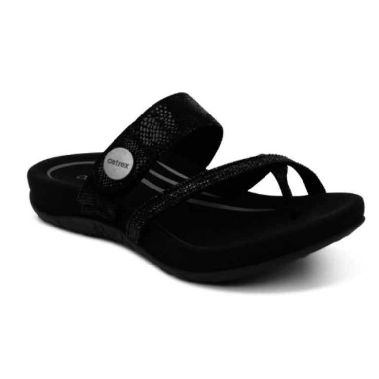 Aetrex Izzy Sparkle Adjustable Slide Sandal