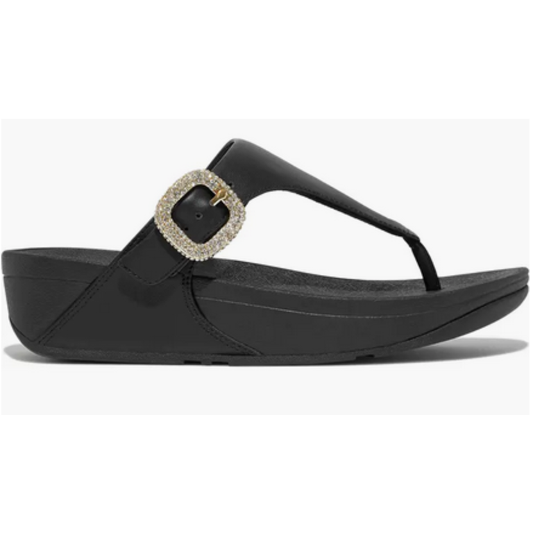 FitFlop Lulu Crystal-Buckle Leather Toe Post