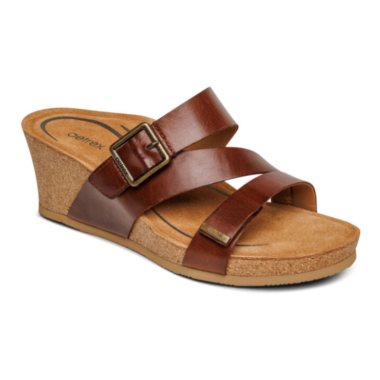 Aetrex Kimmy Cork Wedge Qtr Strap