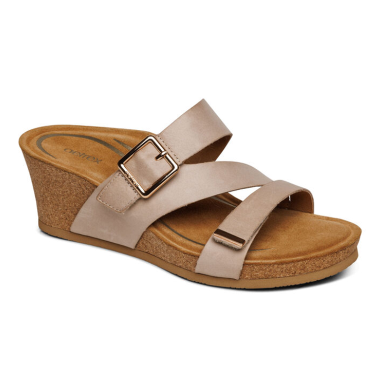 Aetrex Kimmy Cork Wedge Qtr Strap