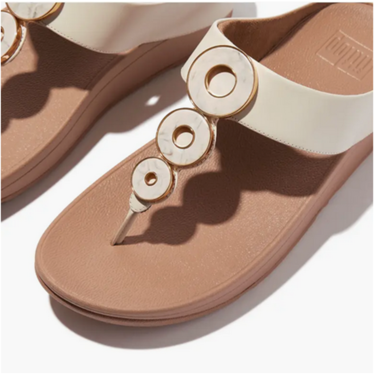 FitFlop Fino Resin-Hoop Leather Toe Post Sandals