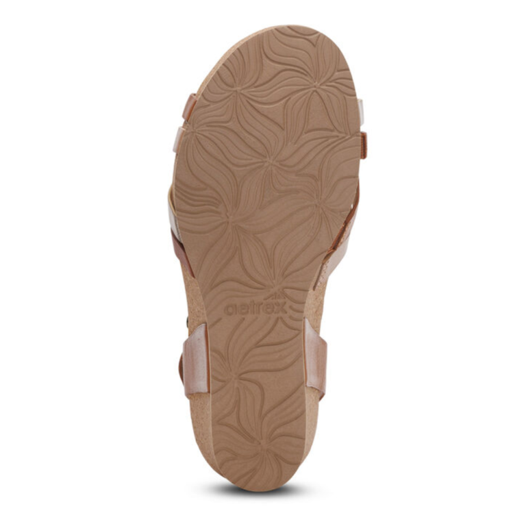 Aetrex Noelle Quarter Strap Cork Wedge