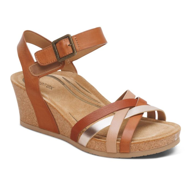 Aetrex Noelle Quarter Strap Cork Wedge