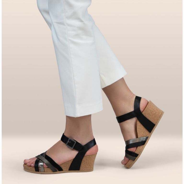 Aetrex Noelle Quarter Strap Cork Wedge