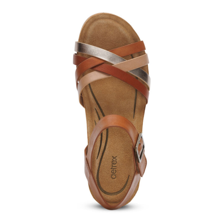 Aetrex Noelle Quarter Strap Cork Wedge
