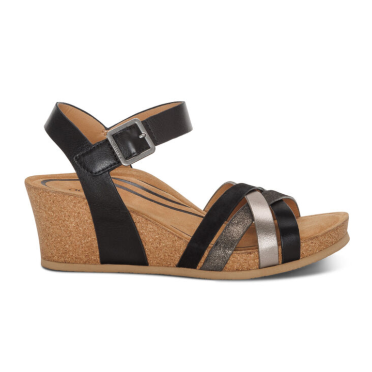 Aetrex Noelle Quarter Strap Cork Wedge