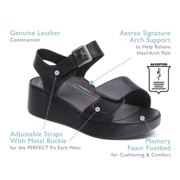 Aetrex Ariel Adjustable Quarter Strap Wedge