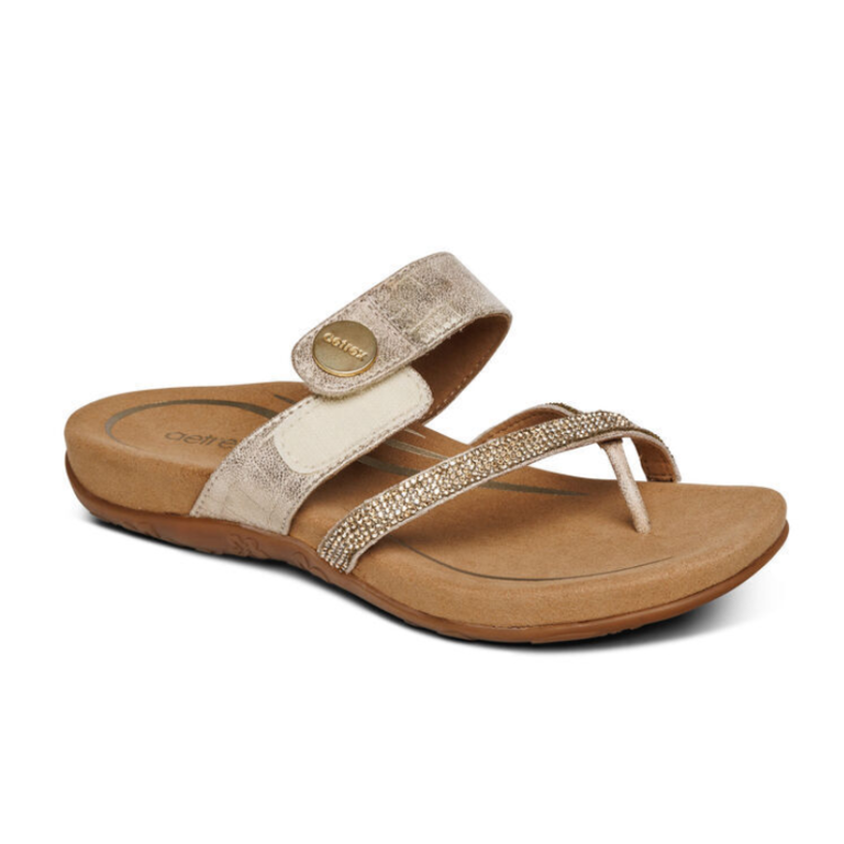 Aetrex Izzy Sparkle Adjustable Slide Sandal