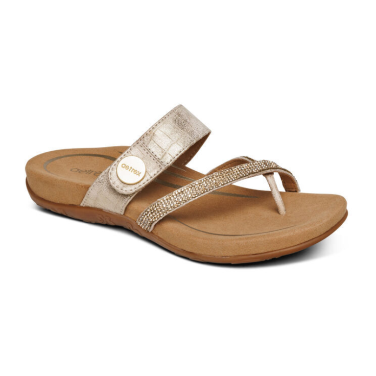 Aetrex Izzy Sparkle Adjustable Slide Sandal