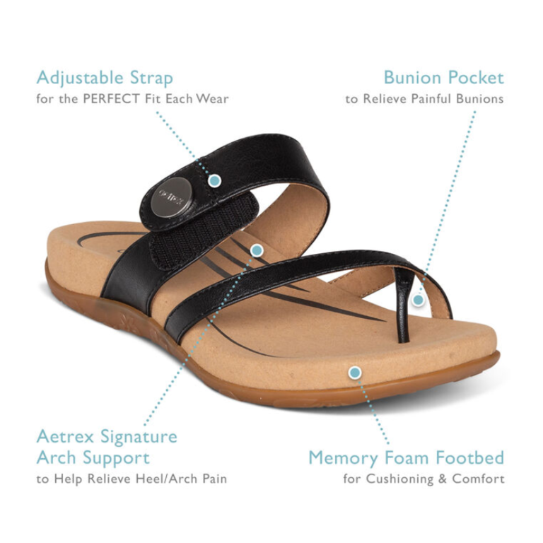 Aetrex Izzy Sparkle Adjustable Slide Sandal