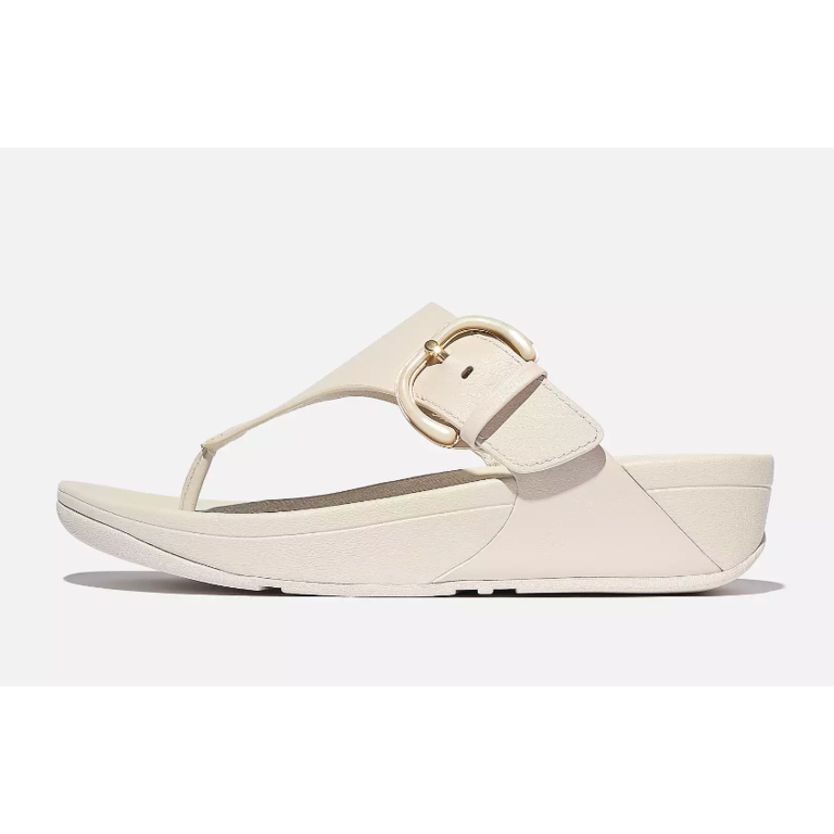 FitFlop Lulu Resin-Buckle Leather Toe Post Sandals