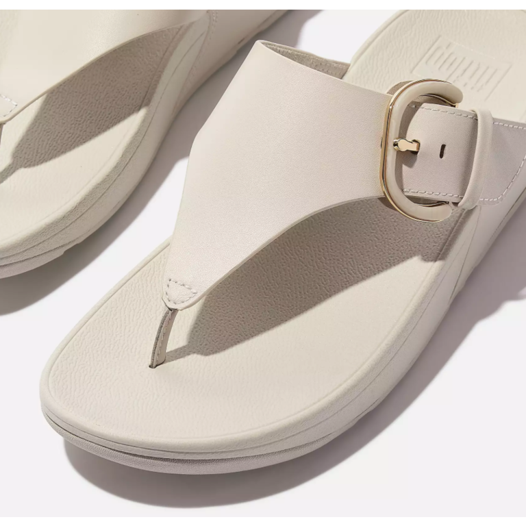 FitFlop Lulu Resin-Buckle Leather Toe Post Sandals