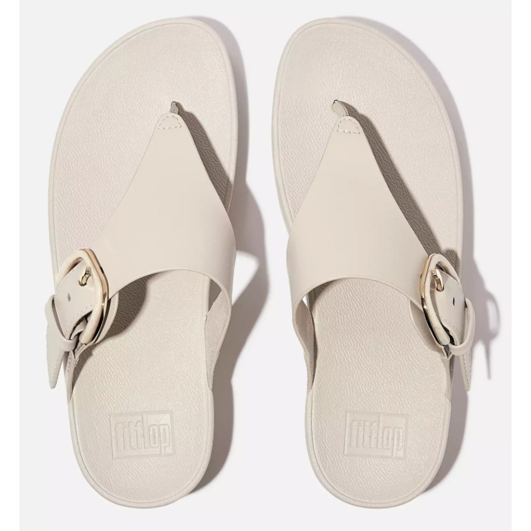FitFlop Lulu Resin-Buckle Leather Toe Post Sandals