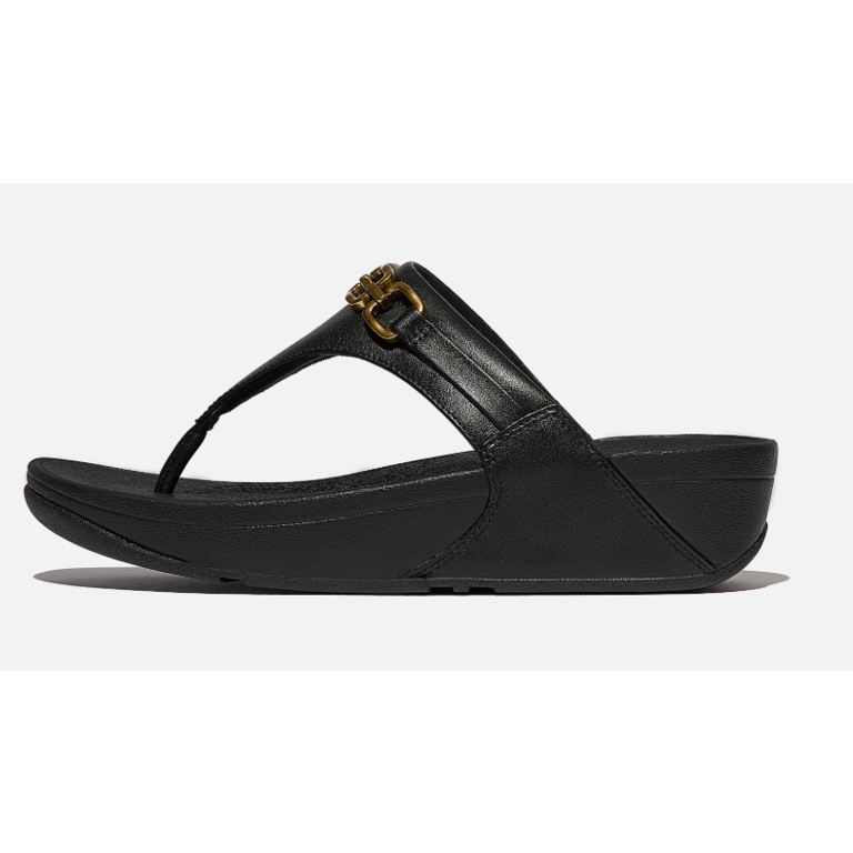 FitFlop Lulu Square-Chain Leather Toe Post