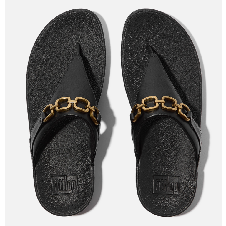 FitFlop Lulu Square-Chain Leather Toe Post