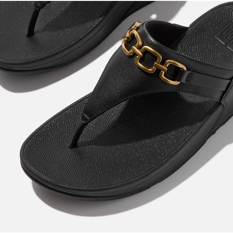 FitFlop Lulu Square-Chain Leather Toe Post