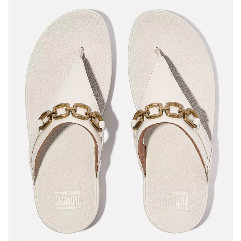 FitFlop Lulu Square-Chain Leather Toe Post