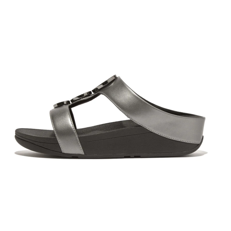 FitFlop Halo Bead-Circle Metallic H-Bar Slides