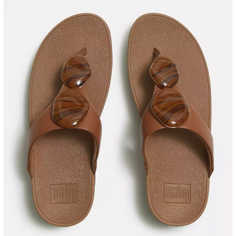 FitFlop Lulu Marbled-Stone Toe Post Sandals