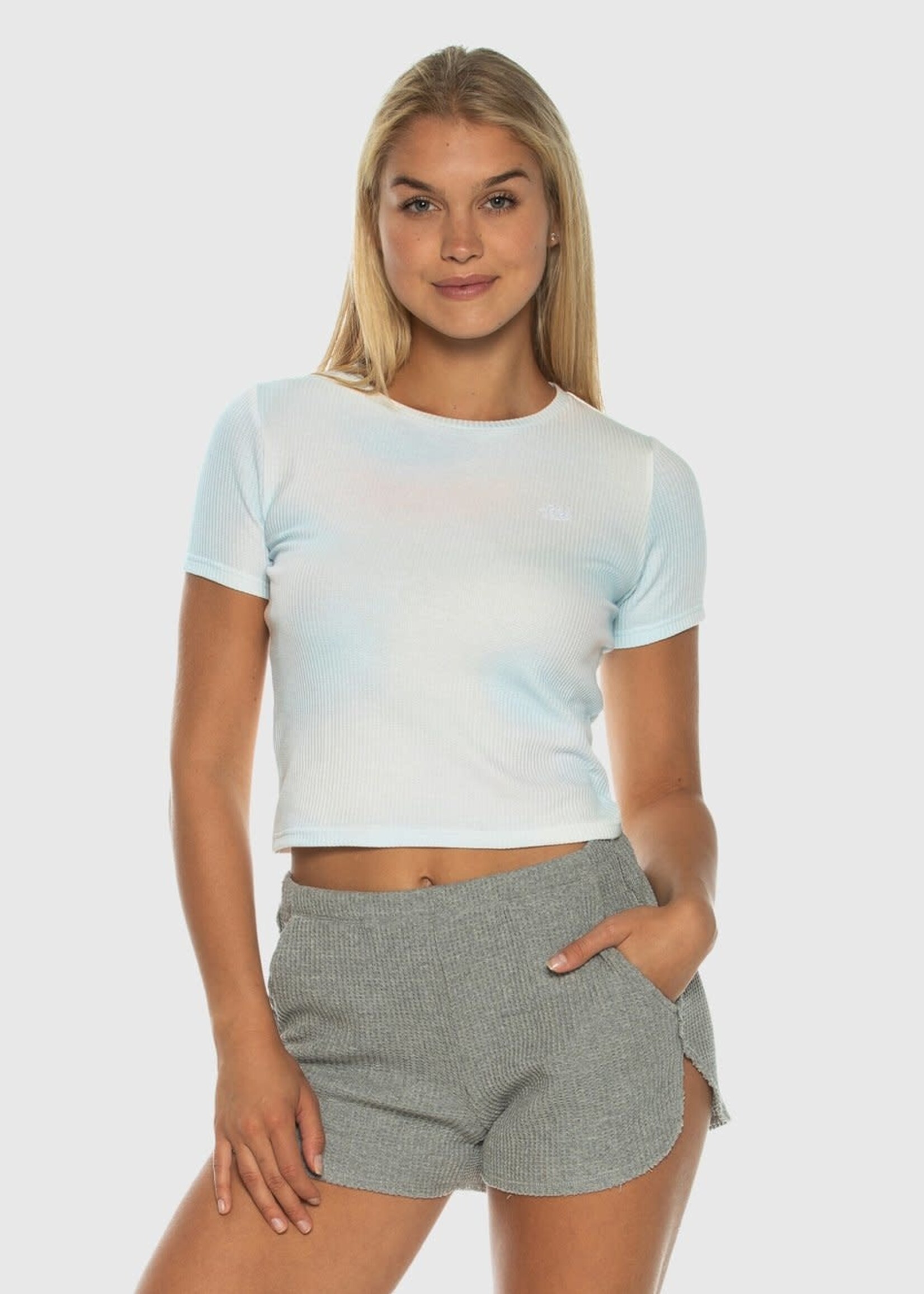TEAMLTD Women's Crop Waffle Tee | Cotton Candy