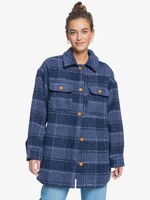 Roxy Women's Make It Happen Plaid Fleece Jacket | Blue